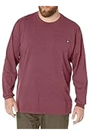 Dickies Groot en lang herenshirt met lange mouwen, zware ronde hals, Bourgondy, XL tall