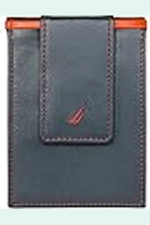 Nautica Mannen Pop Color Lederen Voorzak Portemonnee Navy/Rood, One Size, , Eén Maat