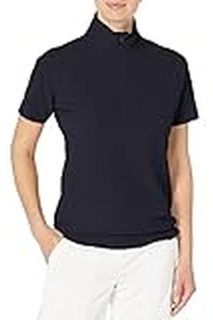 Cutter & Buck Womens Short Sleeve Response Half Zip Mock Neck Top Polo Shirt, Liberty Navy, Medium US