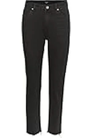 VERO MODA Dames straight-fit VMBRENDA hoge taille recht gesneden jeans, zwart denim, 32W / 30L