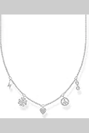 Thomas Sabo Damen Halskette mit Symbolen 925er Sterlingsilber mit Zirkonia, Länge: 38cm - 42cm, KE2123-051-14-L42V