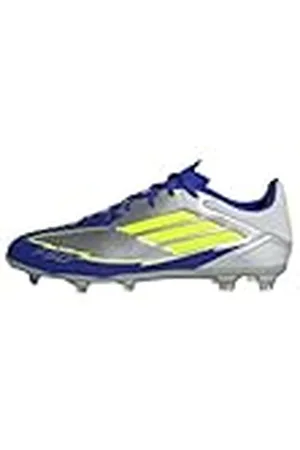 adidas Uniseks-Volwassen F50 LEAGUE Football boots FG/MG, Silver Metallic/Solar Yellow/Lucid Blue, 44 2/3 EU