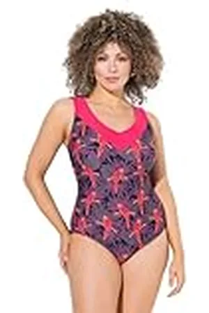 Ulla Popken Dames grote maten grote maten plus size badpak, selma, papegaai, , 46