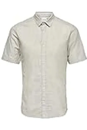 Only & Sons Heren Overhemd Korte Mouw Slim Fit Kraag Modern Zomer Shirt, Colour: , Size:XS