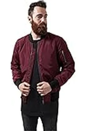 Urban classics 2-kleurige bomberjack voor heren, verkrijgbaar in vele verschillende kleuren, maten XS tot 5XL, meerkleurig (Burgundy/Black 619), M