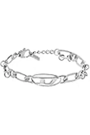 Diesel Ovaal D Logo Heren Zilverkleurige messing armband, DX1599040, Eine Grösse, Messing, Geen edelsteen
