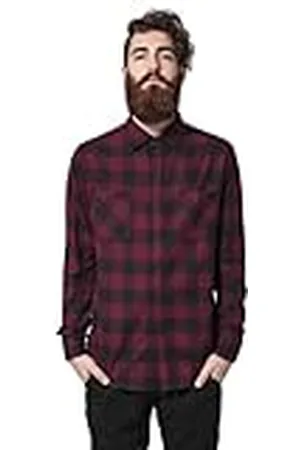 Urban classics Heren flanellen overhemd met lange mouwen casual lang overhemd met knopen voor heren, normale pasvorm, flanel katoen, verkrijgbaar in verschillende kleuren, maten: XS - 5XL