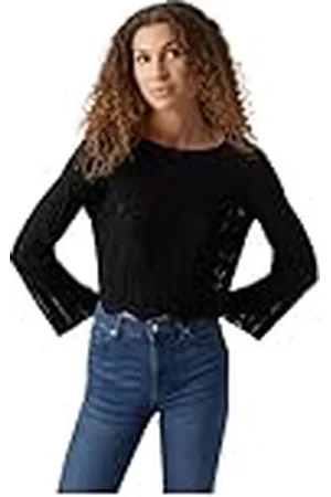 VERO MODA Stijlvolle Dames Fijne Gebreide Trui Comfortabel Gebreid Patroon Bovenkleding Zachte Longsleeve, Colour:Black, Size:S