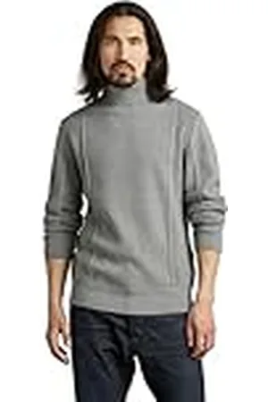 G-Star RAW Heren Structure Turtle Knit Sweater, Multicolor (medium grijs Htr D239-8073), S