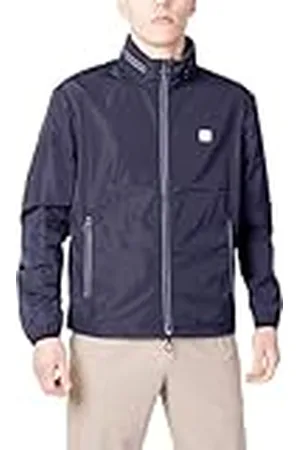 Armani Exchange Packable, verborgen hoodie, twee zakken met ritssluiting aan de voorkant, rubberen patch logo windjack heren, , S