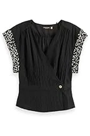 Scotch&Soda Dames wrap top met pailletten mouw detail blouse, , 36