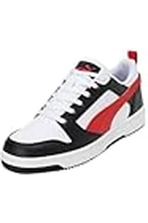 PUMA Unisex Rebound V6 Low Sneaker, Wit voor All Time Red Black, 46 EU