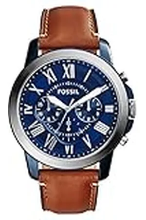 Fossil Grant Chronograph lichtbruin leren horloge