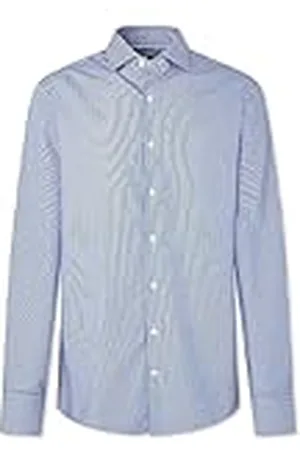 Hackett Heren Navy Poplin Stripe Shirt, , L