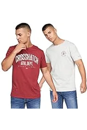 Crosshatch Heren OLDSKOOL T-shirt, rood/grijs mergel, klein, , S