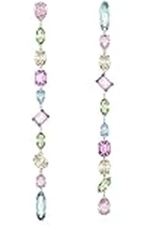Swarovski Gema Oorhangers, Asymmetrisch Ontwerp, Verschillende Slijpvormen, Extra Lang, Meerkleurig, Rodium Toplaag