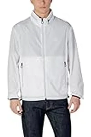 Armani Exchange Heren Packable, Hidden Hoodie, Two Zip Pockets On Front, Rubber Patch Logo Windjack, wit, S