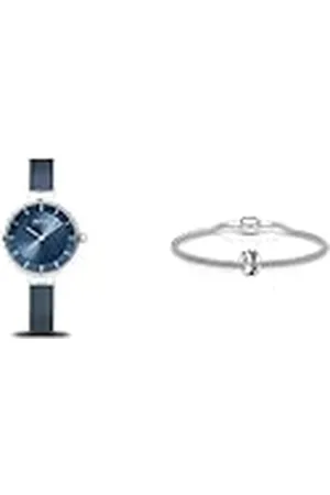 Bering Dames Analoog Solar Horloge met Roestvrij Stalen Armband 14631-307 en Zilveren armbanden voor dames, Arctic Symphony collectie met roestvrij staal, BMY5-S-ME-190