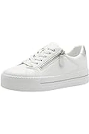 Jana Vegan sneakers voor dames, met plateau, ritssluiting, wit/zilver, 37 EU, , 37 EU