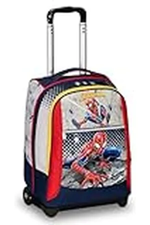 7 for all Mankind Spider Man Schooltrolley groot, rood en grijs, dubbel vak, drinkfleszak en crossover systeem, schoolrugzak voor reizen, , Eén maat, schooltrolley