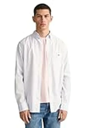 GANT Heren REG POPLIN Stripe Shirt Klassiek hemd, Light Blue, Standaard, lichtblauw, S