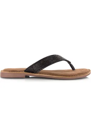 Lazamani Leren slippers met strass-ste Leer Dames