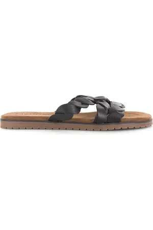 Lazamani Zwarte leren slipper Leer Dames