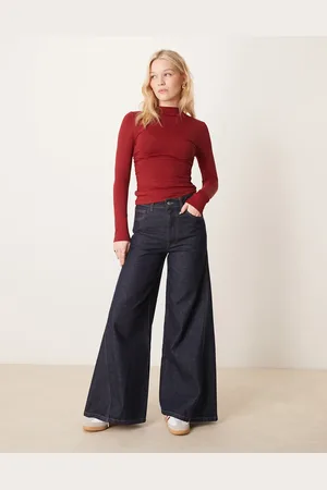ASOS Jeans met super wijde pijpen en gedraaide naad in indigo