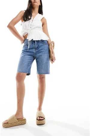 MANGO Denim bermudashort in middenblauw