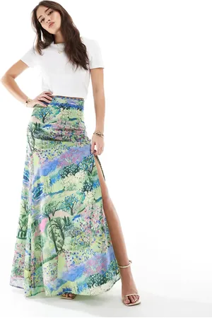 HOPE & IVY Maxirok met hoge taille en dijsplit in multi