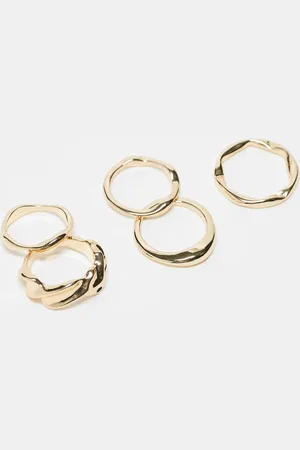 ASOS Set van 5 ringen met gesmolten ontwerp in goudkleur