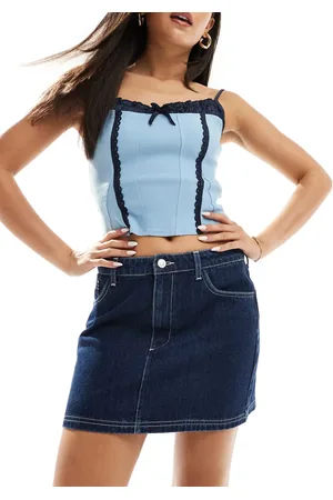 ASOS Denim minirok met hoge taille in indigo