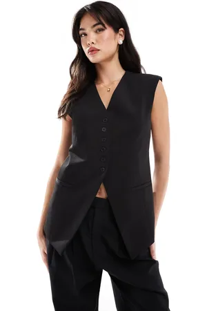 ASOS Gilet met lange pasvorm en overdreven schouder in