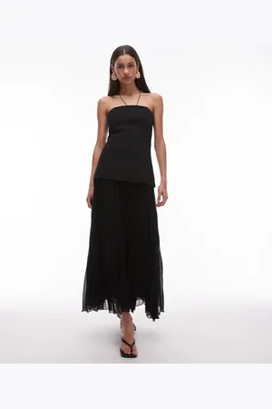 MANGO Midi-jurk met geplooide chiffonrok in