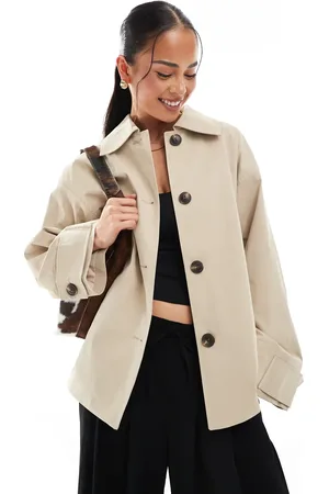 ONLY Korte rechte trenchcoat in beige