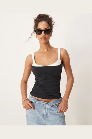 Abercrombie & Fitch Top met hartvormige hals en contrast in zwart en wit