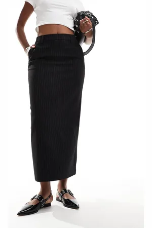 Object Elegante enkellange rok in met krijtstreep