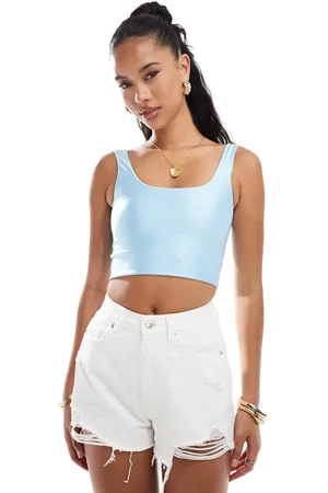ASOS Cropped discotop in lichtblauw
