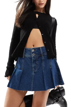 Brave Soul Denim mini rok met plooidetail