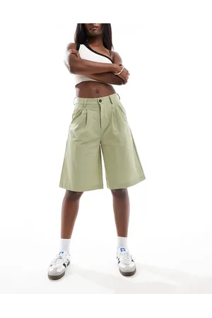 Noisy May Bermudashort met hoge taille in saliegroen