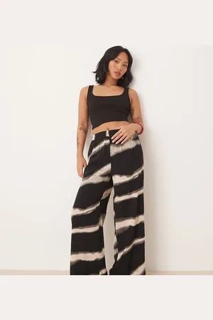 JDY Broek met wijde pijpen in zwarte abstracte print