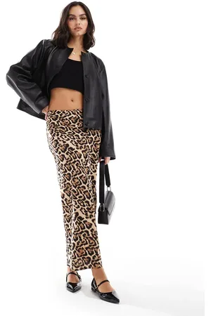 Brave Soul Satijnen maxi rok in luipaardprint