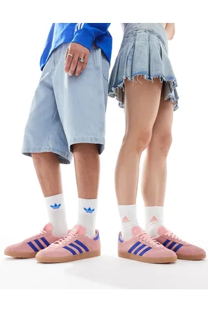 adidas Gazelle - Sneakers in roze en blauw met rubberen zool