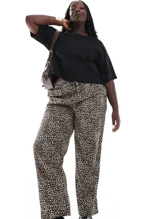 ONLY Broek met elastische taille in luipaardprint