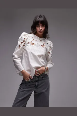 & OTHER STORIES Blouse met gebloemde uitsnijdingen aan de schouders en hals in wit