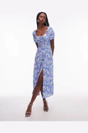 & OTHER STORIES Midi-jurk met pofmouwen en bloemenprint in