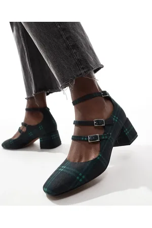 ASOS Socco - Mary Jane schoenen met halfhoge hak in groen ruitje