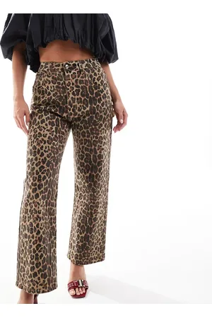 Never Fully Dressed Petite - Jeans met geschulpte zakdetails en luipaardprint