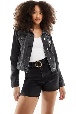 Miss Selfridge Denim girlfriend jack in zwarte acid wash
