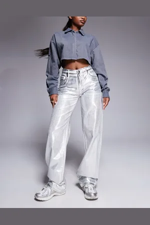 Armani Exchange Jeans met metallic coating en rechte pijpen in